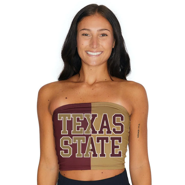 off - shoulder women tube top for a sexy and elegant appearanceTexas State Two Tone Tube Top