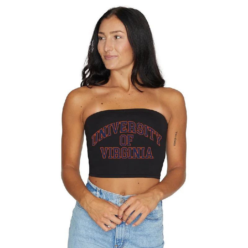 high - low hem women tube top for a stylish and asymmetrical lookVirginia Cavaliers Black Tube Top