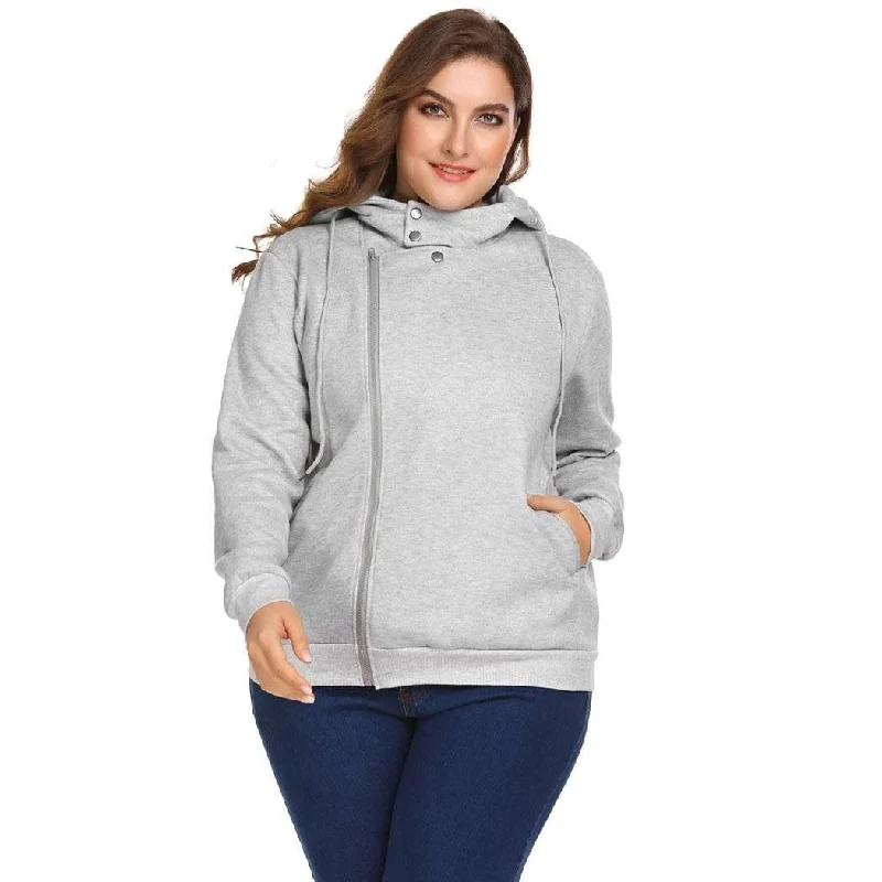 women sexy dresses with corset - inspired backsANALUKE Asymmetrical Zip-up Large Pullover Hoodie