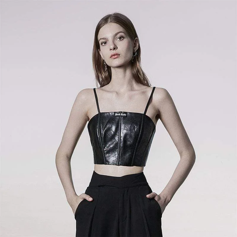 historical reenactment women bustiers and corsetsWomen's Punk Strappy Faux Leather Bustier