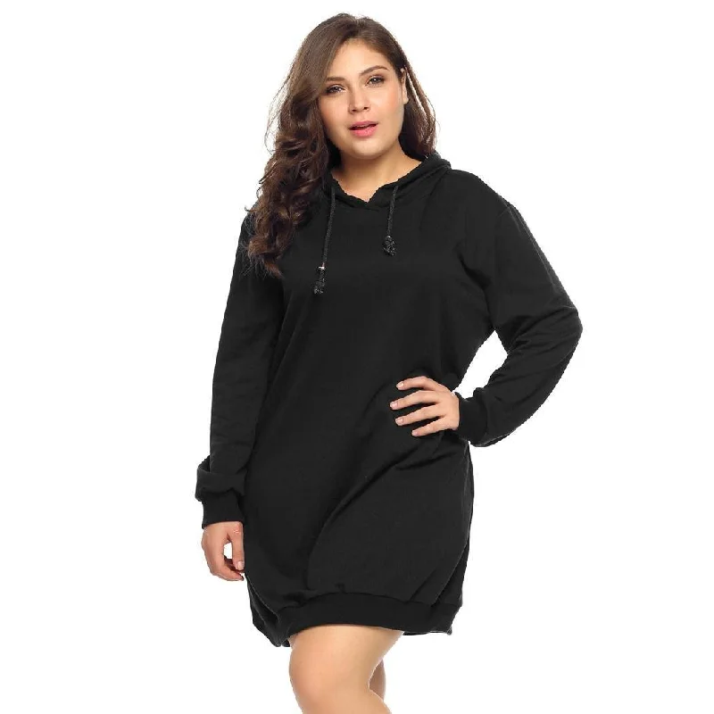 women sexy dresses with ruffled sleevesANALUKE Solid Pullover Casual Loose Fit Hoodie