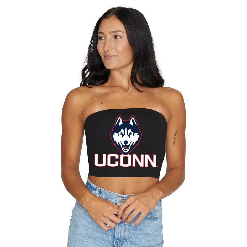 drawstring women tube top for a adjustable and casual styleUConn Black Tube Top