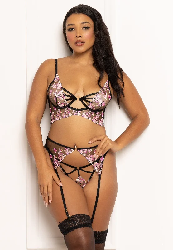 cheeky panty women bra and panty sets for a flirty styleAnna Embroidered Strappy Bra Set