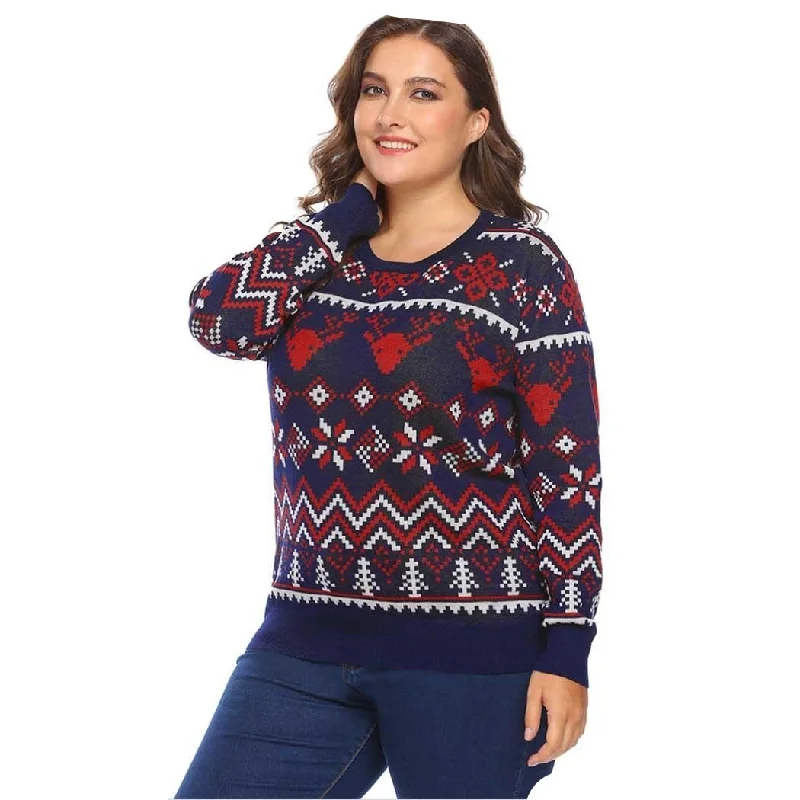 women sexy dresses for garden weddingsANALUKE Christmas Santa Geometric Sweater Cardigan