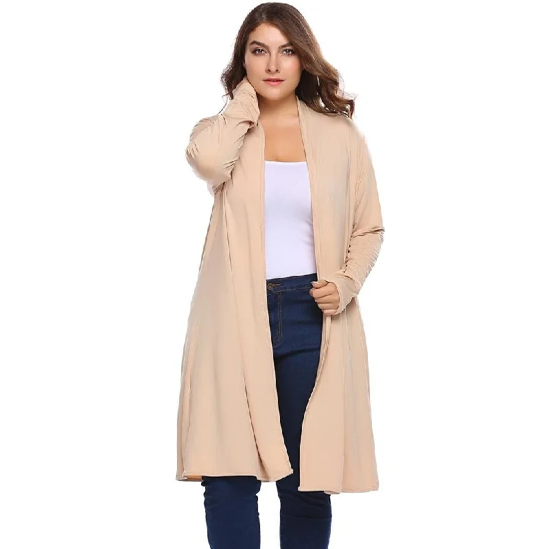 plus size women sexy dresses with empire waistsANALUKE Spring Autum Solid Open Front Knit Sweater  Cardigan