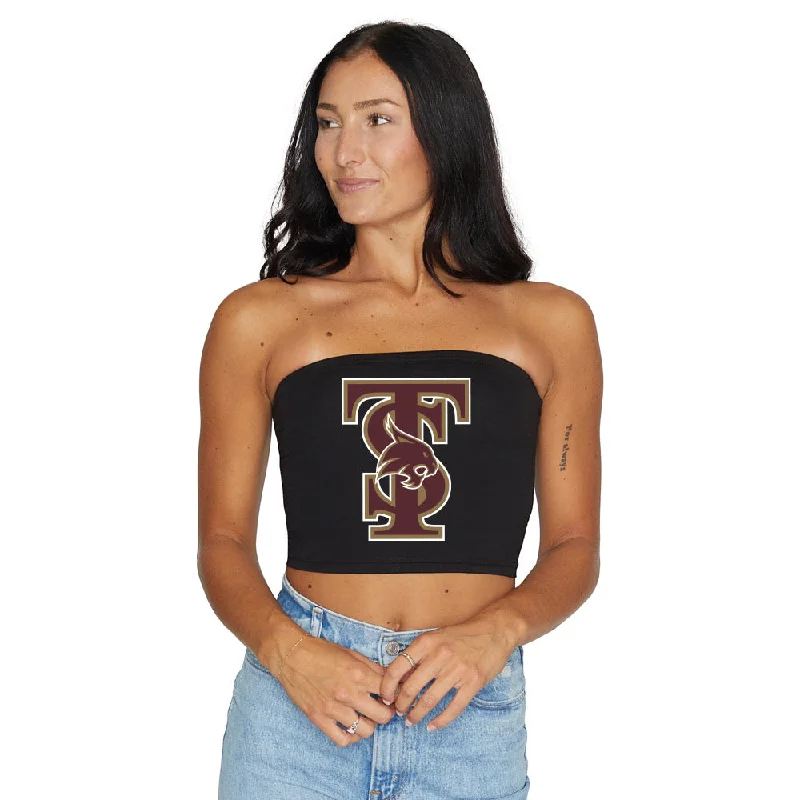 knot - front women tube top for a unique and flattering detailTexas State Black Tube Top