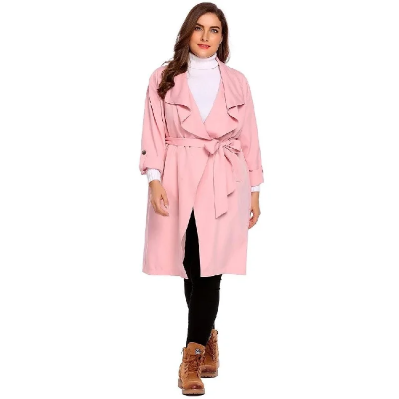 women sexy dresses with corset - inspired backsANALUKE Solid Large Windbreaker Trench Coat