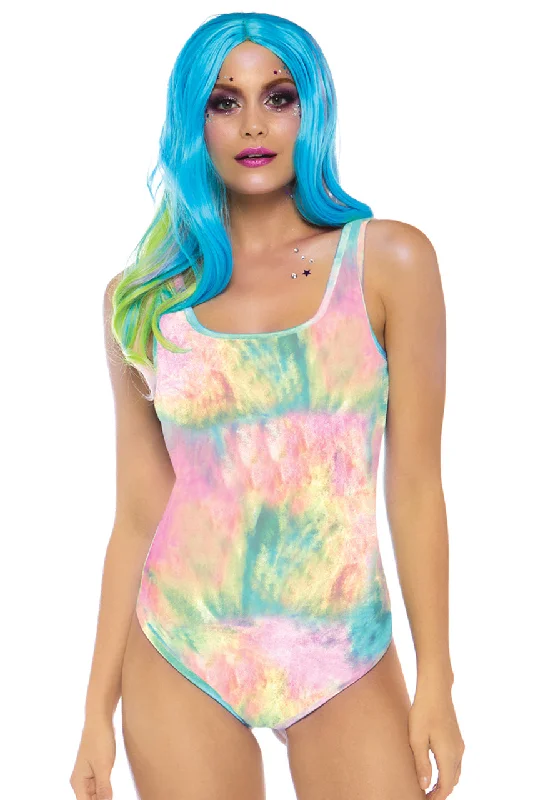 Printed Bodysuits with Floral Patterns for a Feminine VibePastel Tie Dye Tank Bodysuit