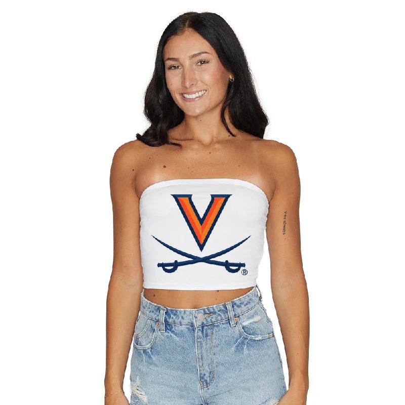 drawstring women tube top for a adjustable and casual styleVirginia Cavaliers White Tube Top