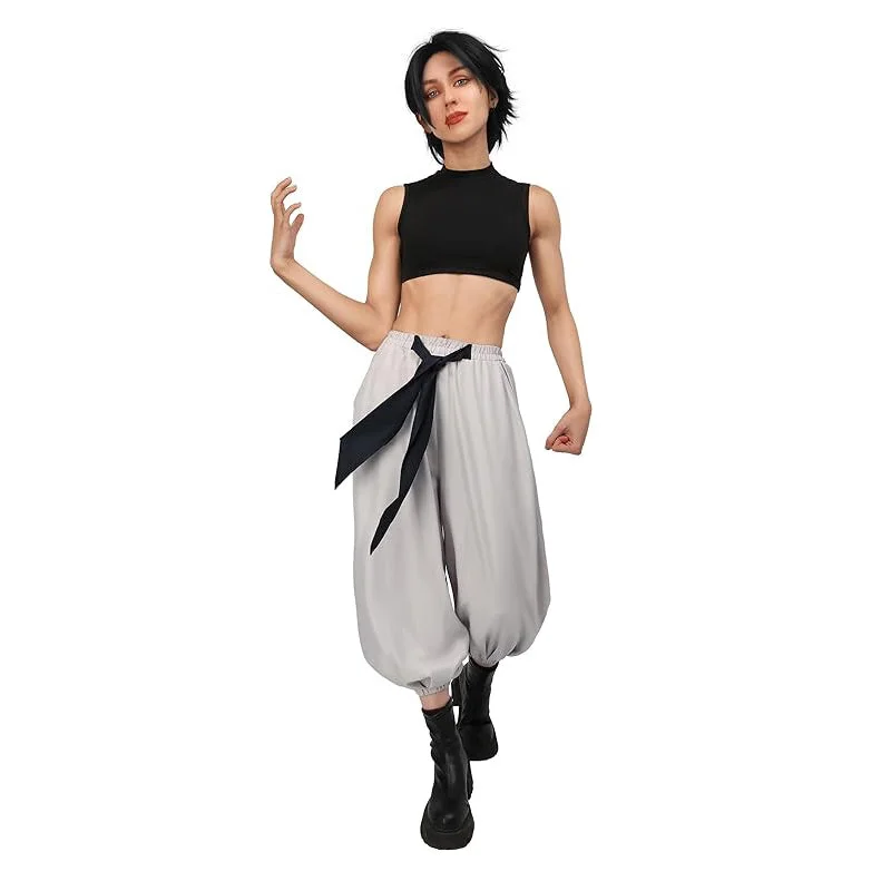 women cosplay costumes with sound - effectsToji Fushiguro Cosplay Women Costume Black Stretchy Crop Top Pants Outfit