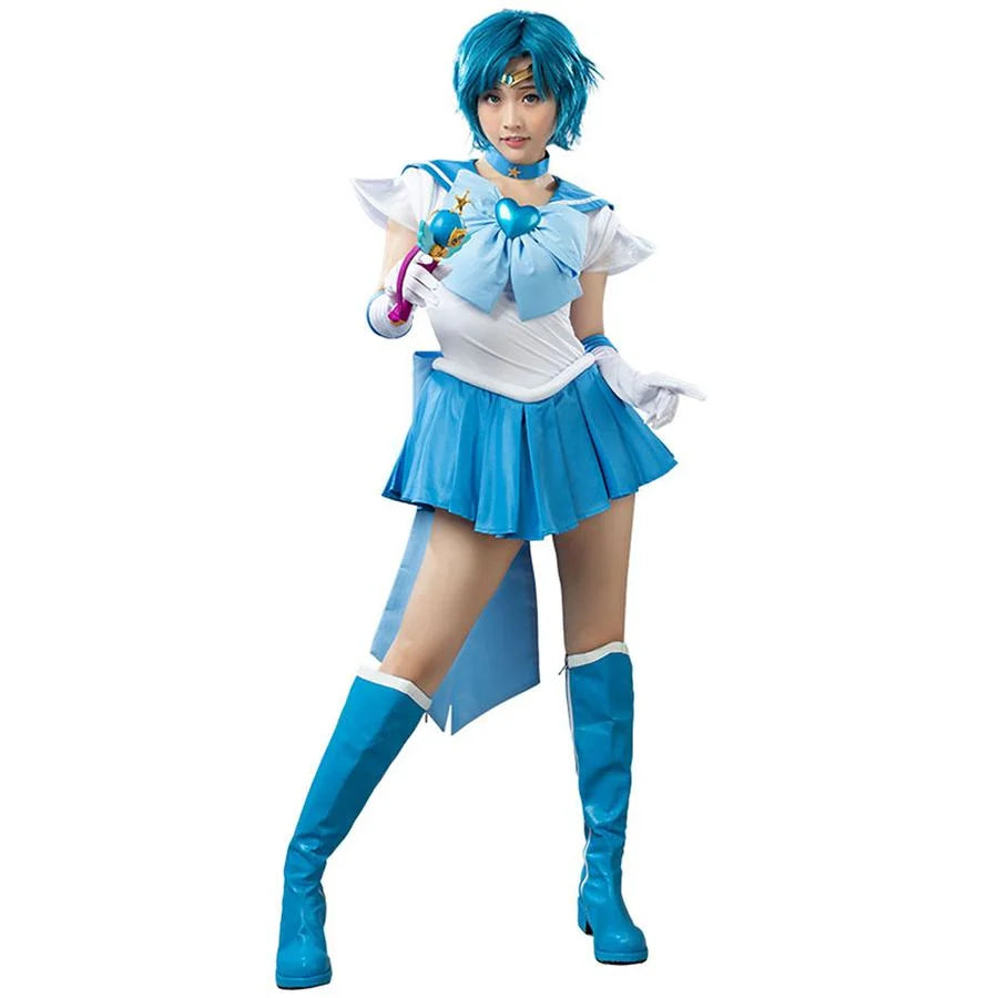 women hero cosplay costumes for consSailor Super S Film Sailor Mercury Ami Mizuno Cosplay Costume mp001402