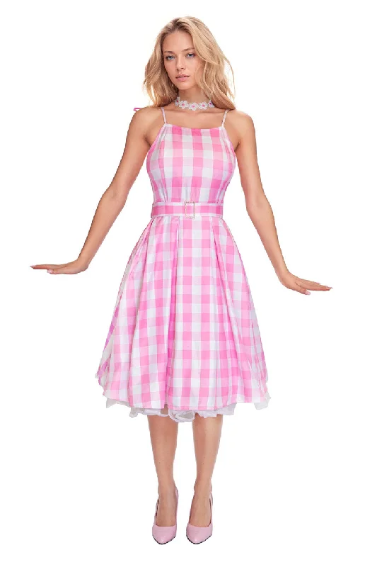 women cosplay costumes for local - eventsPlus Size Pink Gingham Doll Costume