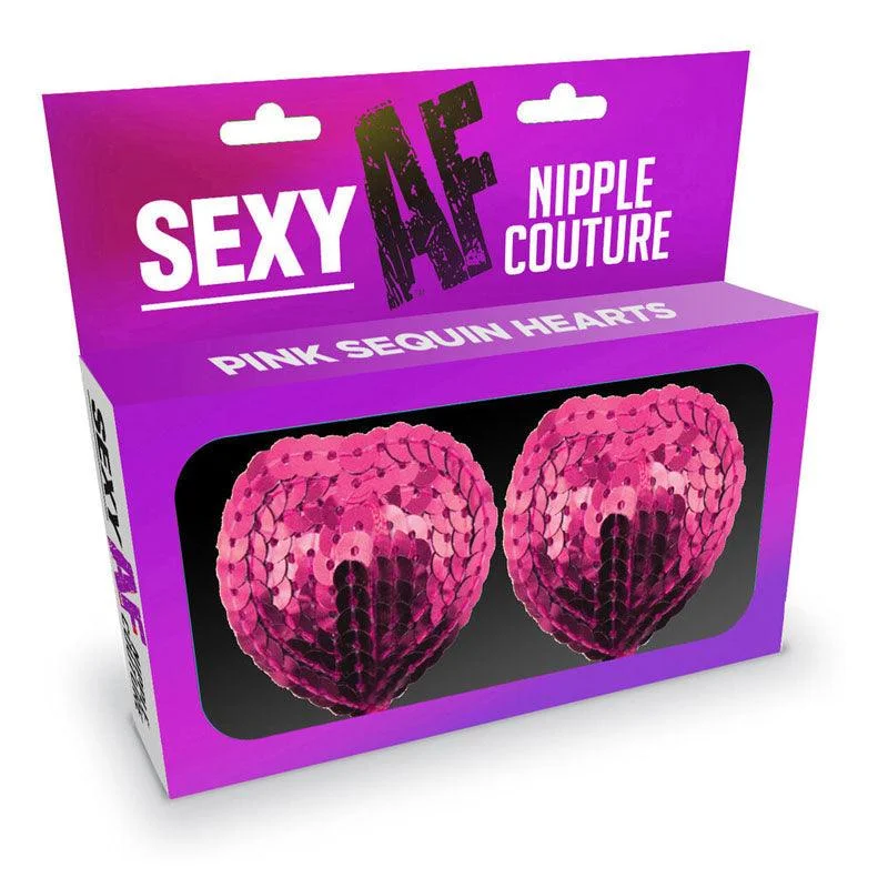 anniversary women sexy lingerie giftsSexy AF - Nipple Couture Pink Hearts - Pink Sequin Reuseable Nipple Pasties