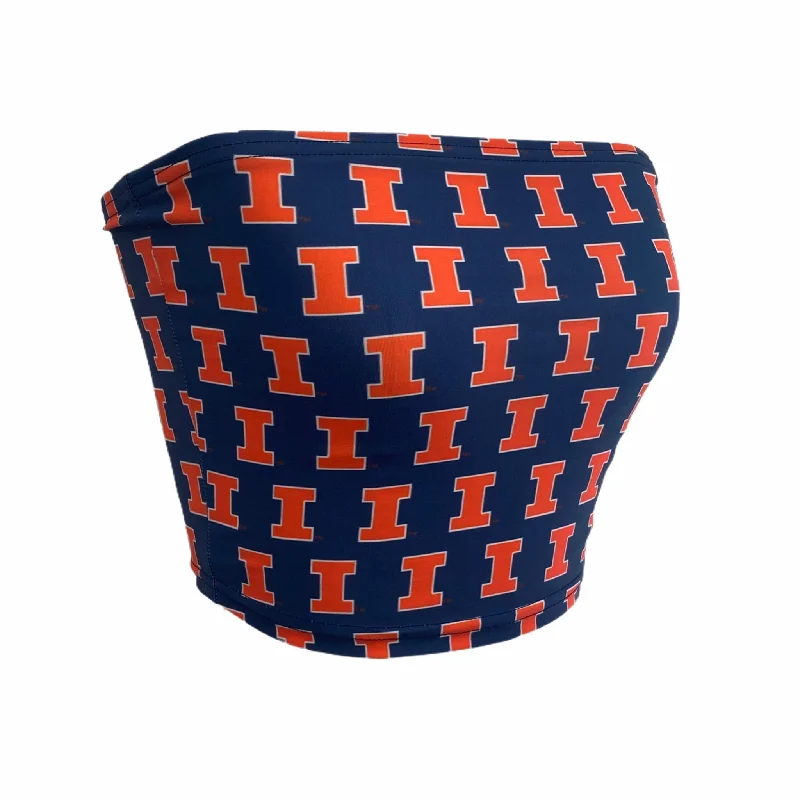 cropped women tube top for a trendy crop - top styleIllinois Fighting Illini All Over Tube Top