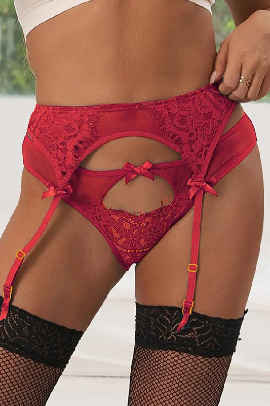 wireless bra women bra and panty sets for a natural lookPlus Size Red Mesh and Lace Garter and Panty Set