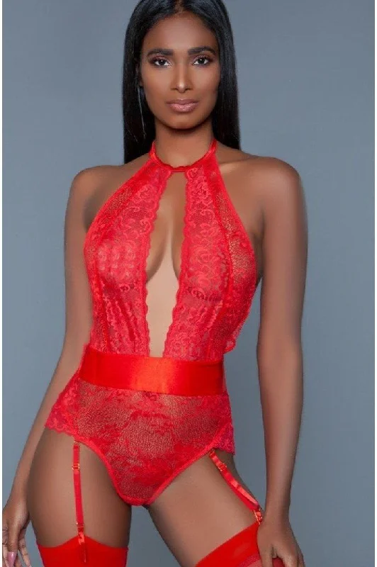 Crop Bodysuits to Pair with High - Waisted BottomsSatin Trimmed Floral Lace Bodysuit