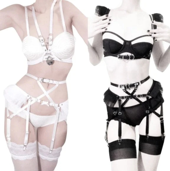 see - through women garters for allureComplete Harnessed Lingerie Set