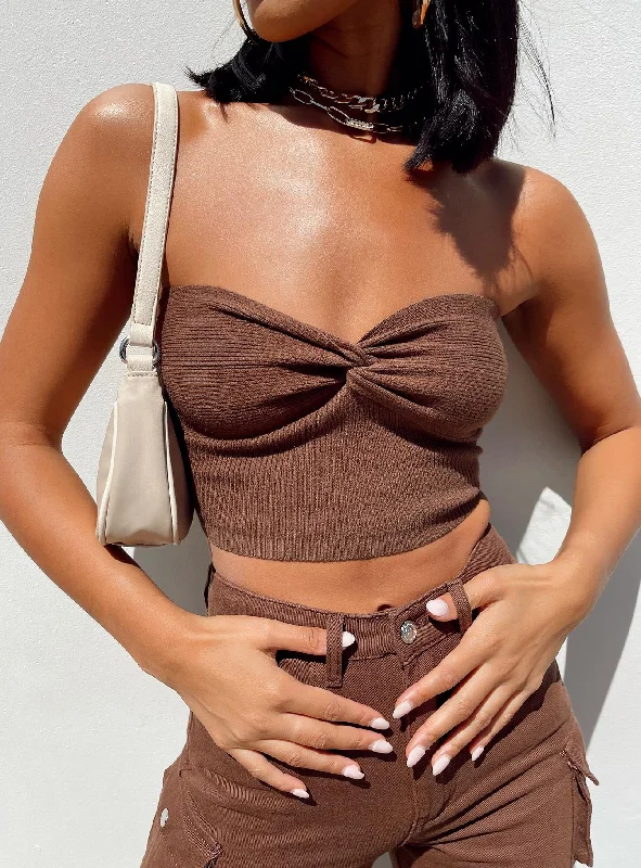 leather women tube top for a tough and edgy lookKallista Top Brown