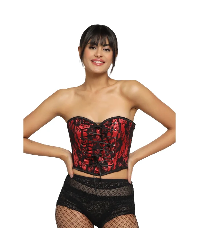 Victorian style women bustiers and corsetsBlack Red Corset Top