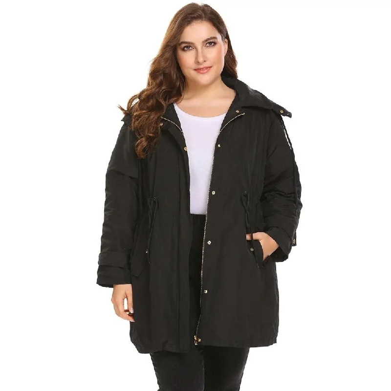 women sexy dresses with bow - back detailsANALUKE  Puffer Casual Removable Hooded Thickened Coat