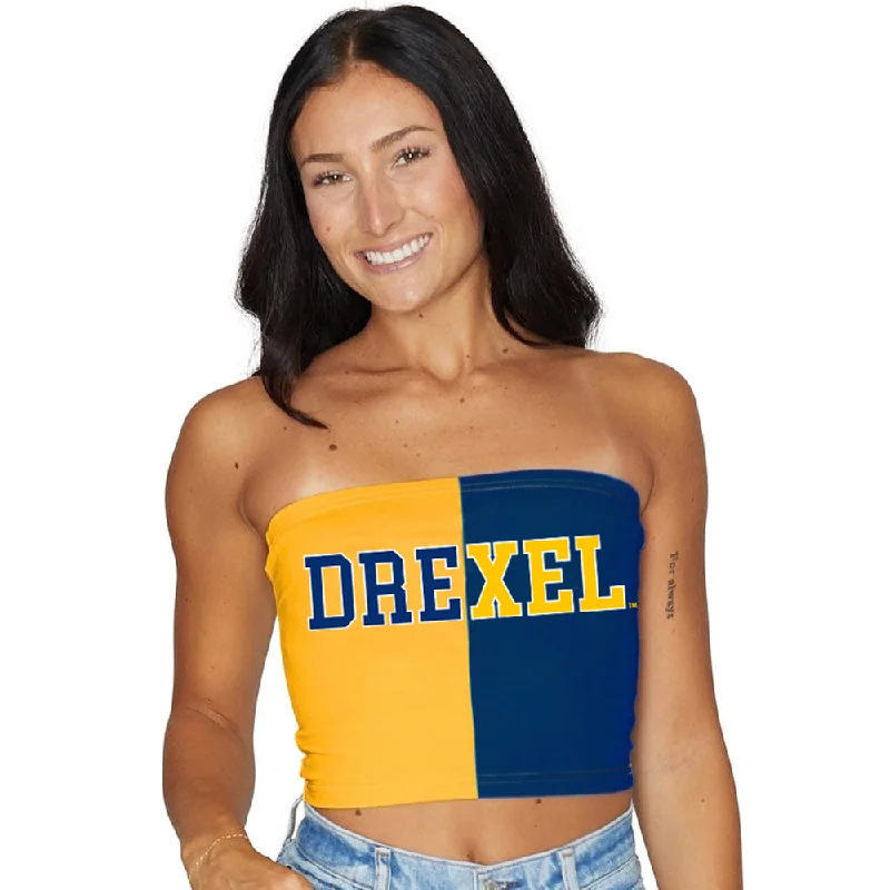 high - low hem women tube top for a stylish and asymmetrical lookDrexel Dragons Two Tone Tube Top