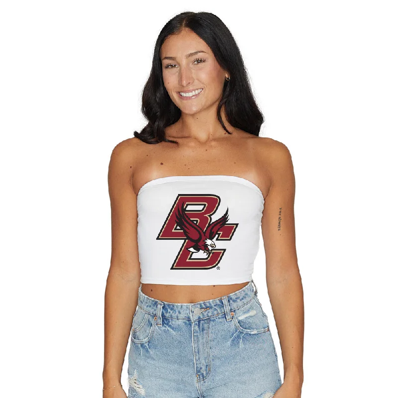 peplum - hem women tube top for a flattering and stylish silhouetteBoston College White Tube Top