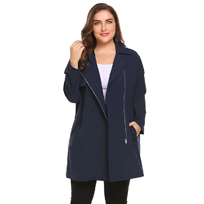 women sexy dresses for 40th birthday celebrationsANALUK Full Zip Feminino Large Windbreaker Trench Coat