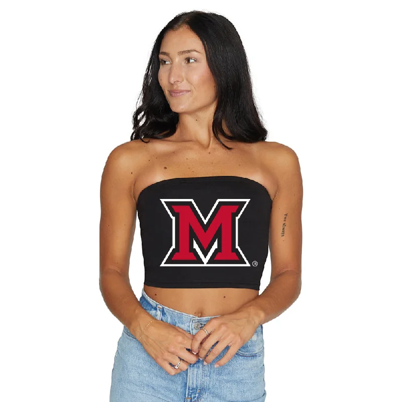 linen women tube top for a breathable and natural lookMiami University Black Tube Top