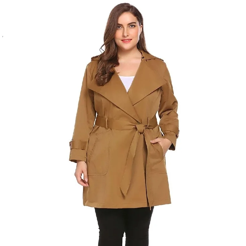 women sexy dresses with ruched bodicesANALUKE  One Button Hooded Windbreaker Trench Coat