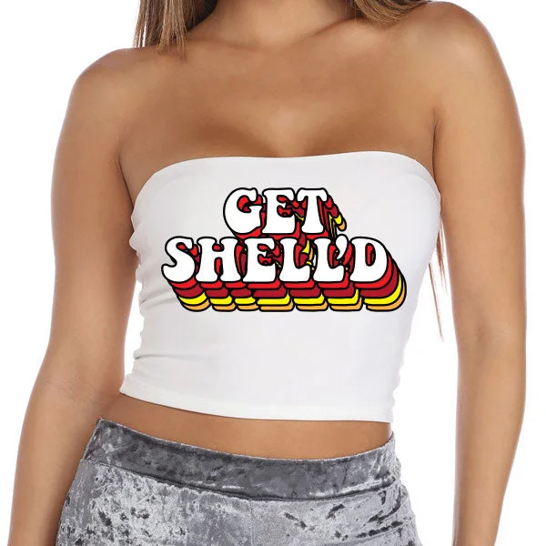 tassel - adorned women tube top for a playful and bohemian touchGet Shell'd White Tube Top