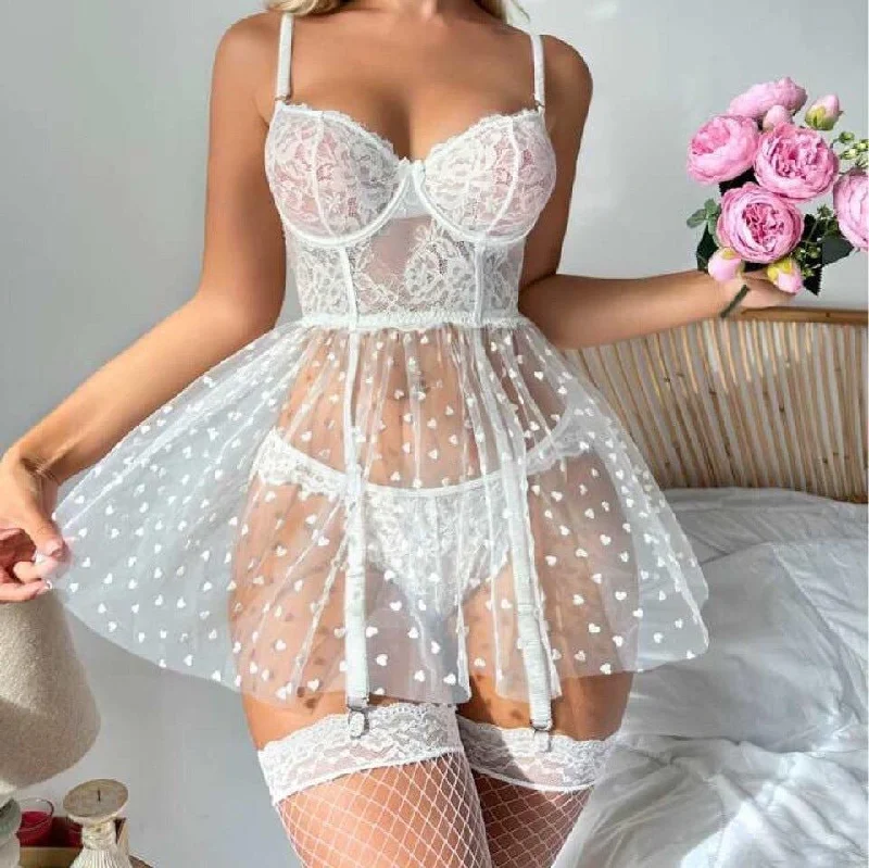 wireless bra women bra and panty sets for a natural lookLeah Two Piece Babydoll Lingerie Set