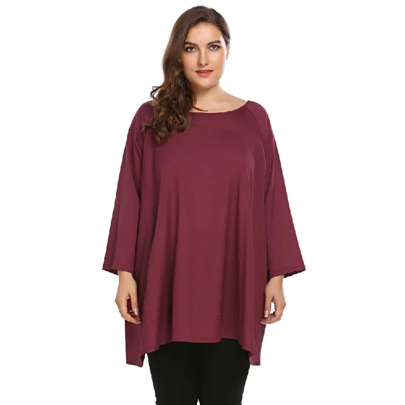 women sexy dresses with asymmetric hemlinesANLUKE Loose Tunic Pullovers Long Sleeve T-shirt