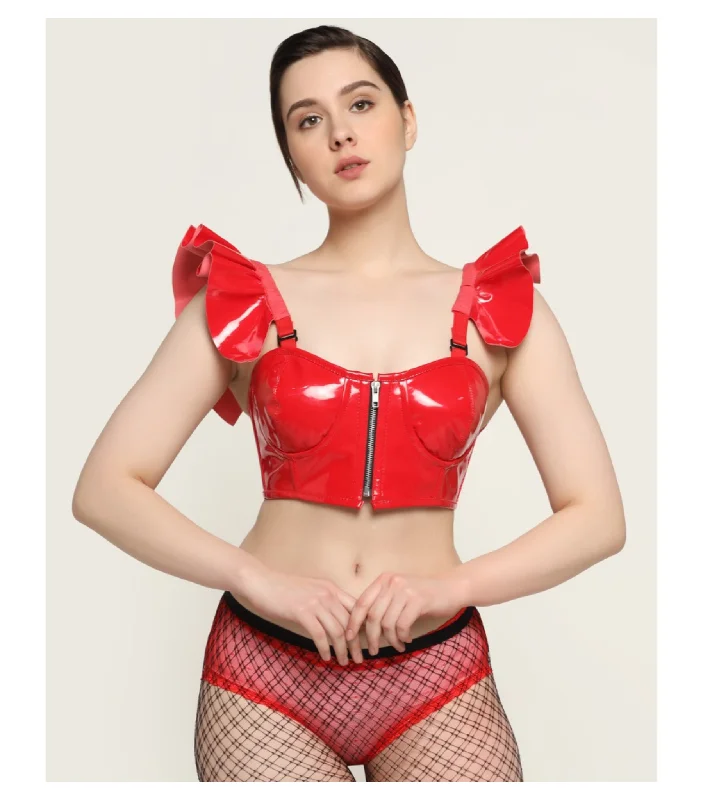 prom women bustiers and corsets dressesRed  Pvc Corset Top