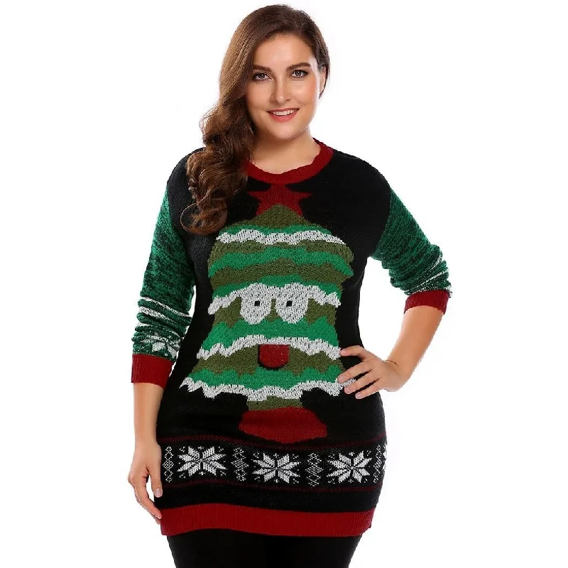 women sexy dresses for Latin dance nightsANALUKE Christmas Large Pullover  Cardigan