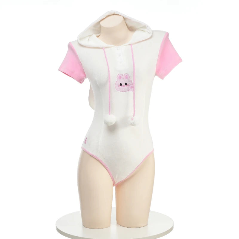 Cut - Out Bodysuits for a Trendy and Fashion - Forward StyleLittle Rabbit Hooded Onesie