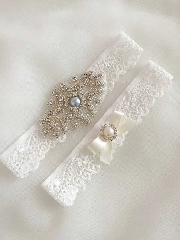 affordable women garters onlineBELLA| Wedding Garter Set with Crystals and Pearls - Bridal Accessories