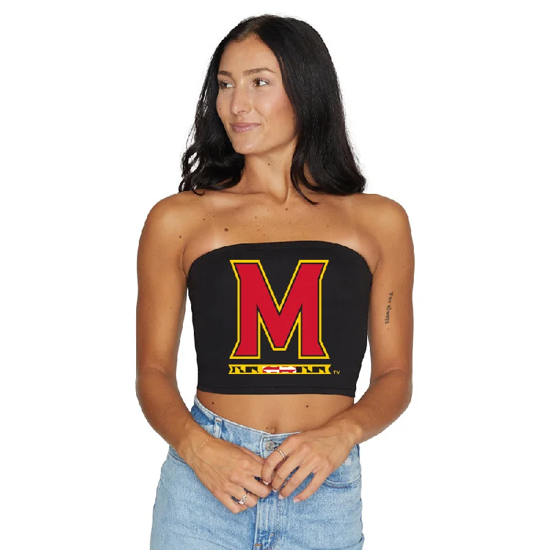 off - shoulder women tube top for a sexy and elegant appearanceMaryland Terps Black Tube Top