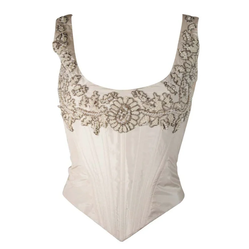 stretchy women bustiers and corsetsEAVIS & BROWN London Beaded Cream Silk Corset Bustier Size M