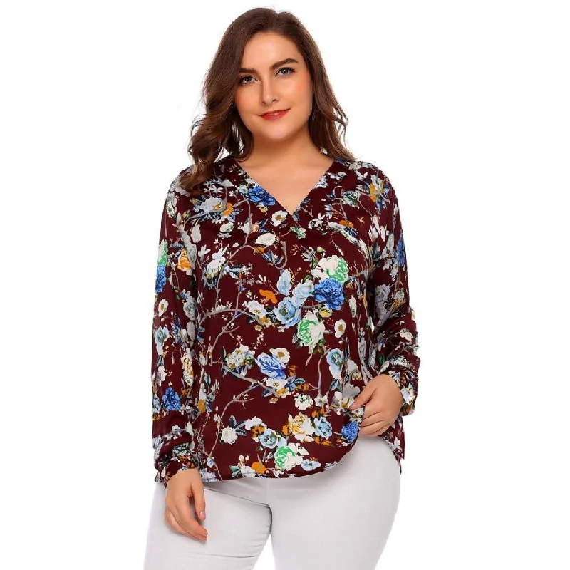 women sexy dresses for 40th birthday celebrationsANALUKE Pullover Floral Printed Long Sleeve T-Shirt