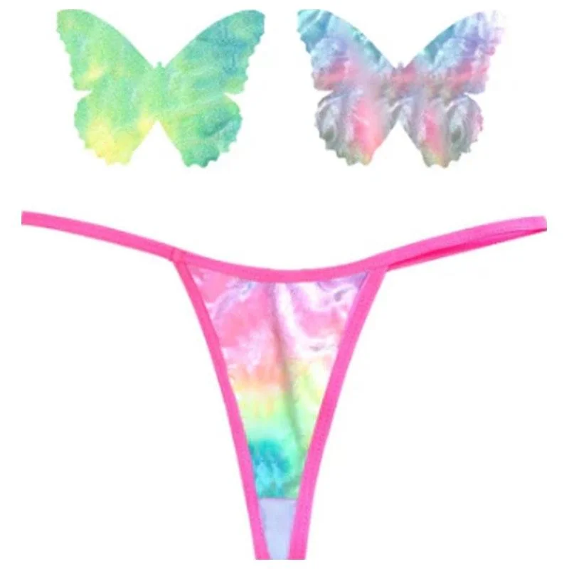 seamless satin panties for women with a smooth feelRainbow Sherbet Tie Die Butterfly Pastie and Panty Set