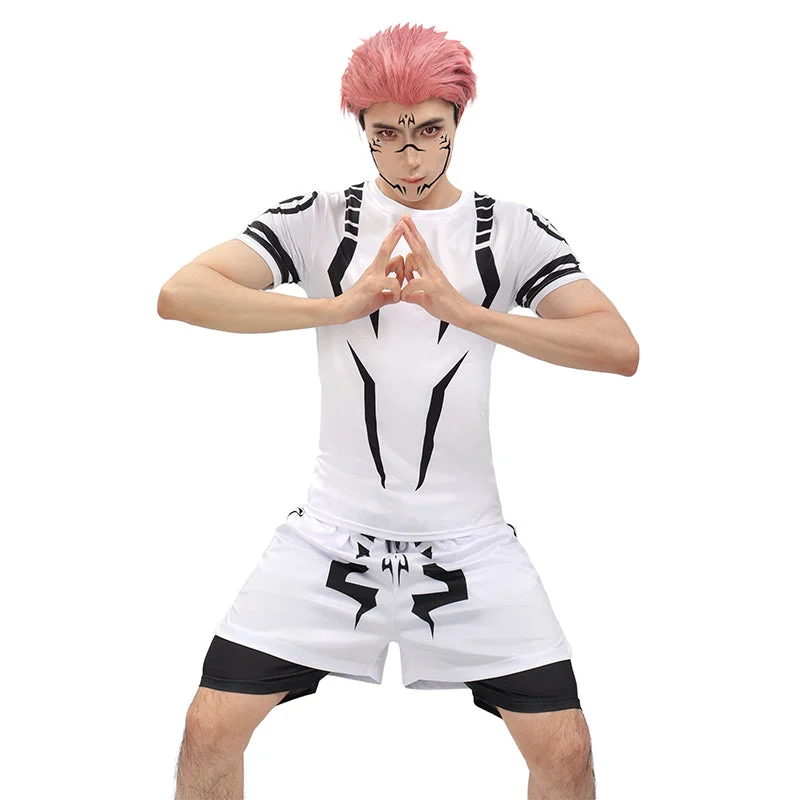 women cosplay costumes for international - consRyomen Sukuna Men Cosplay Costume Gym Wear Trainer Outfit Workout Set