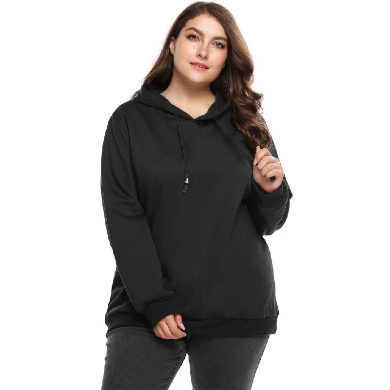 women sexy dresses with pleated skirtsANALUKE Fleece Drawstring Solid Pullover Hoodie