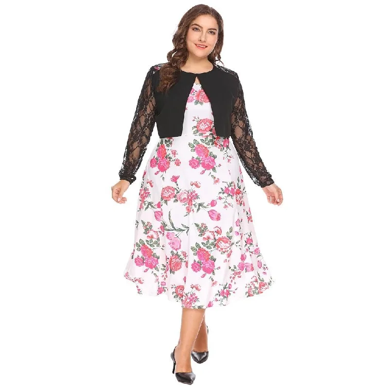 women sexy dresses for belly dance performancesANALUKE Floral Patchwork Short Coat Cardigan