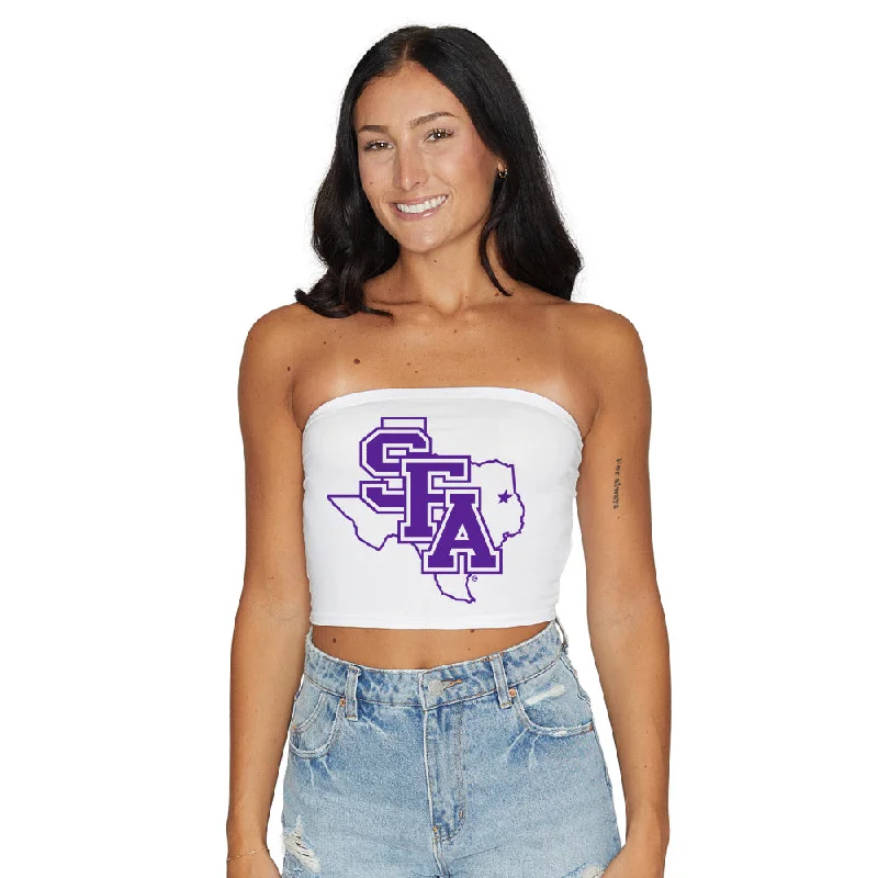 low - cut women tube top for a more revealing and sexy lookStephen F. Austin SFA White Tube Top