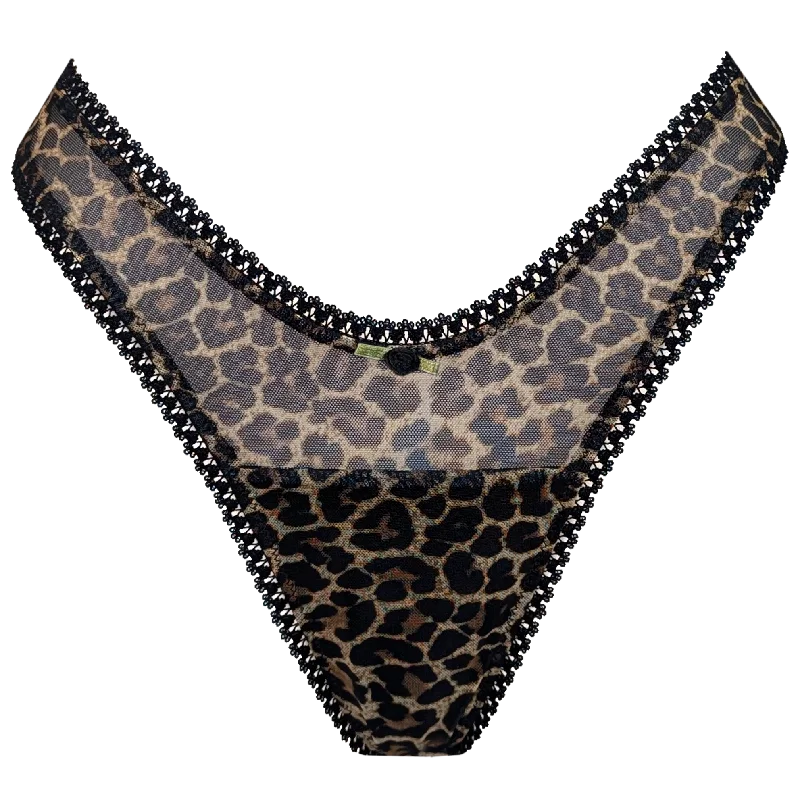 satin women garters for weddingsHOLLY THONG - LEOPARD