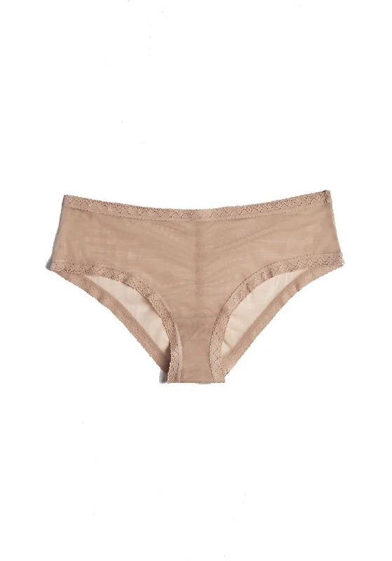 bikini panties for women with a sexy styleMesh Lace Trim Hipster Panty In Malt