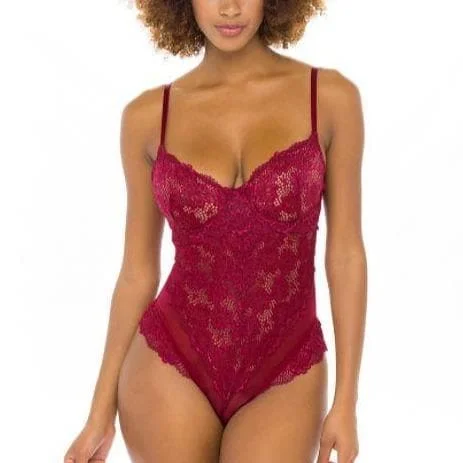 Printed Bodysuits with Floral Patterns for a Feminine VibeOh La La Cheri Page Unlined Lace Teddy 51-11053 in Rhubarb