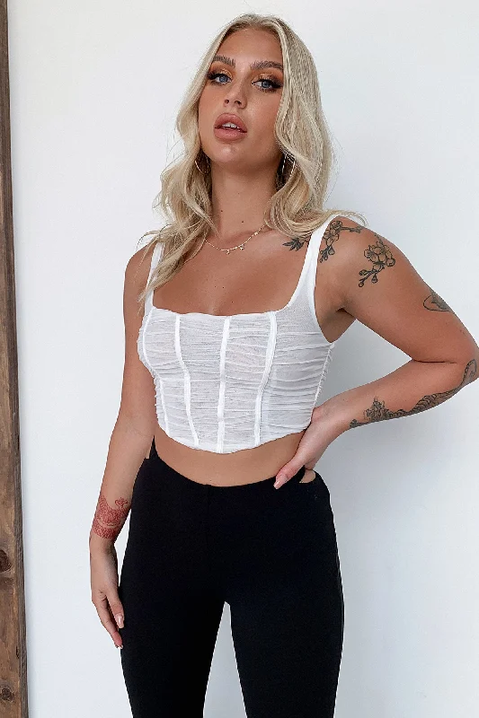 cheap women bustiers and corsets onlineArzu Crop - White