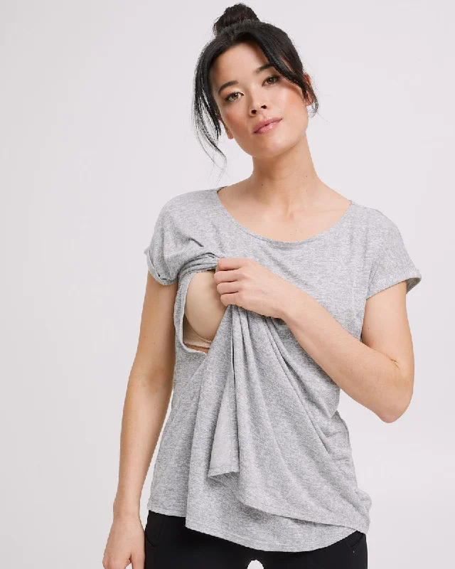 postpartum women nursing braActive Asymmetric Tee - Grey Marle