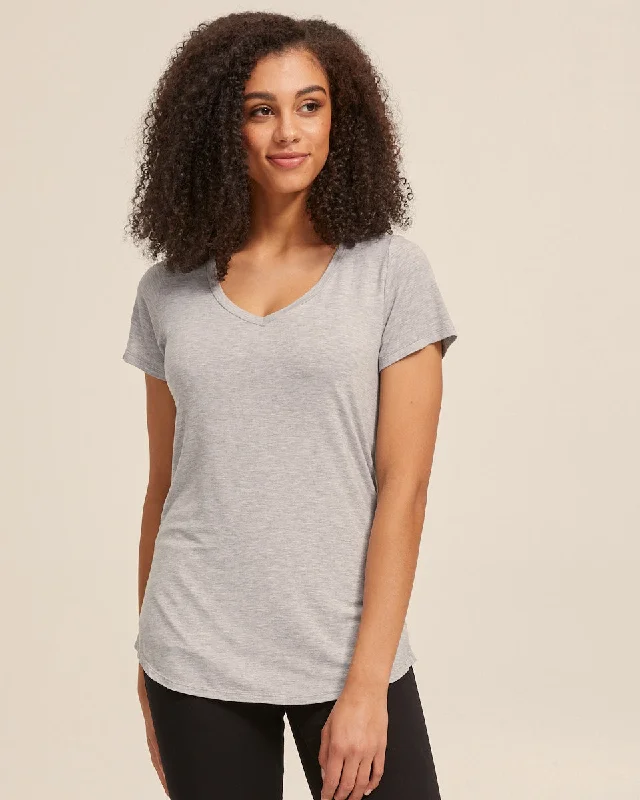 hands free convertible women nursing braV Neck Bamboo Nursing Tee - Grey Marle